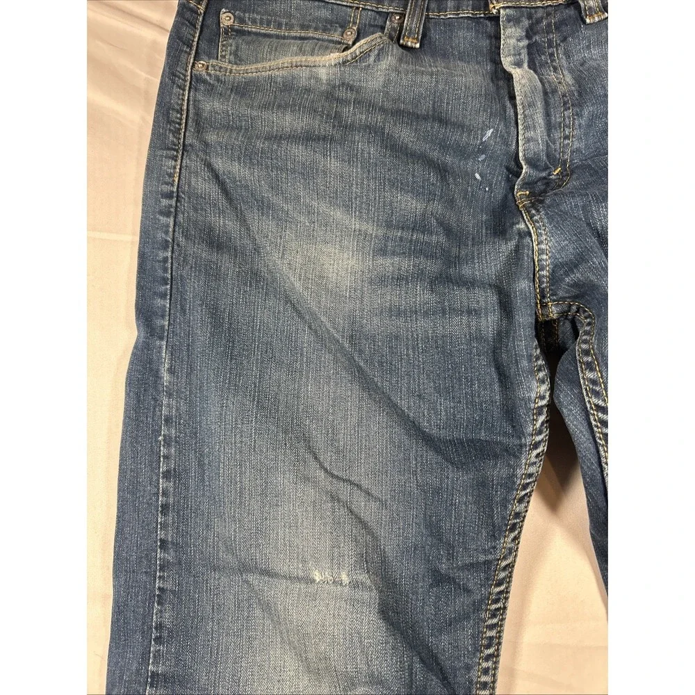 Levi's 505 Jeans Mens 34x32 Blue Medium Wash Straight Denim Zip Fly Distressed